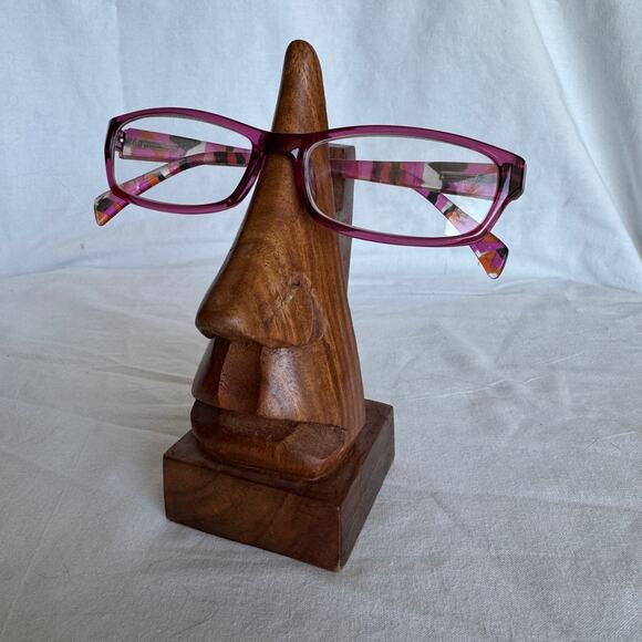 Mid Century Modern Eyeglass Holder Solid Wood Nose - Picture 7 of 9